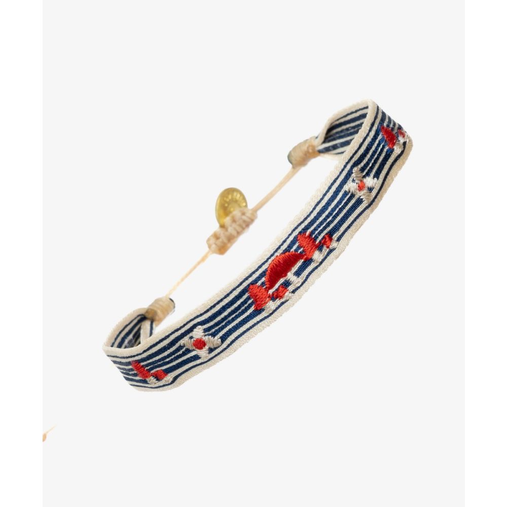 PULSERA BORDADA -  RAYAS BEIGE & VERDE