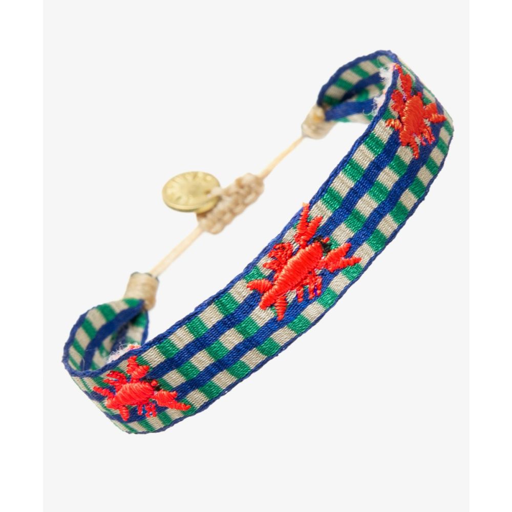 EMBROIDERED BRACELET - GREEN & BLUE LOBSTER