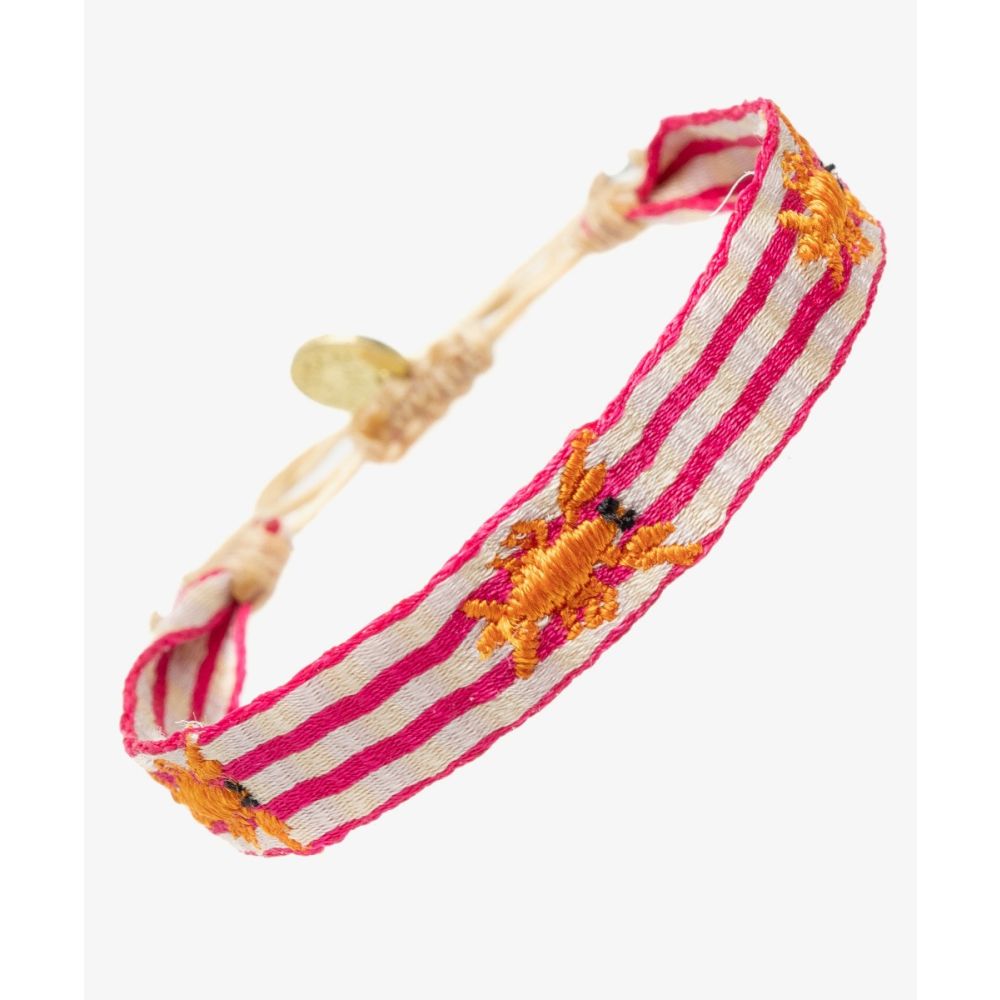 PULSERA BORDADA - LANGOSTA ROSA