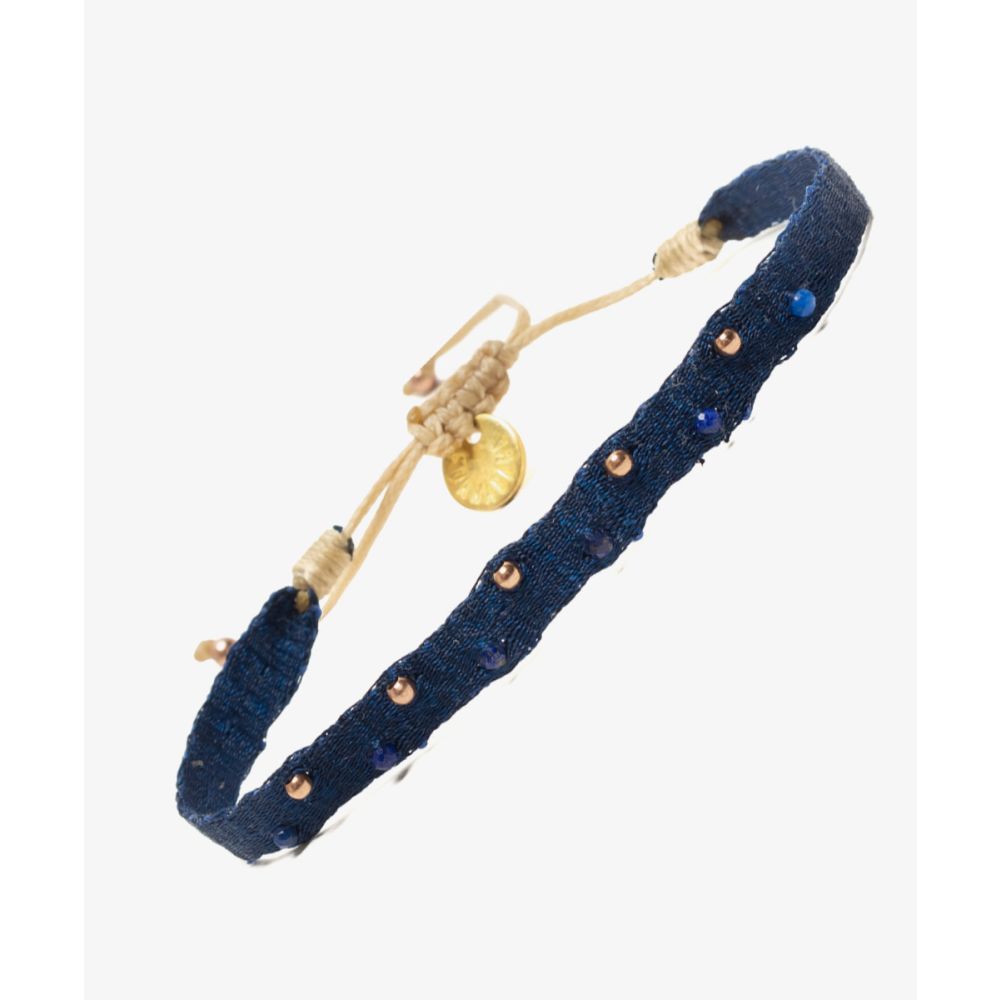 Pulsera Argantina ALAMEIN 120 - AZUL CON BEADS BAÑADOS EN ORO