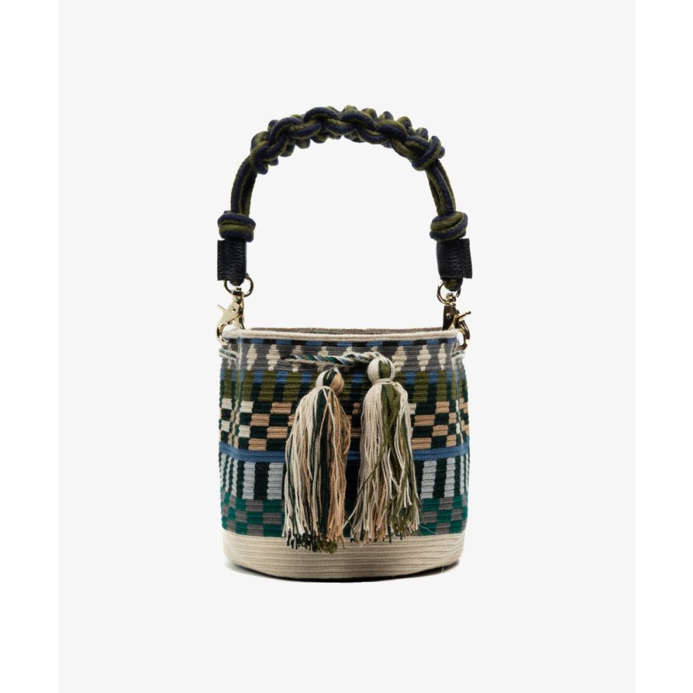 Crossbody Bag M with short macrame handle -  POSEIDON - TOAST & BLUE