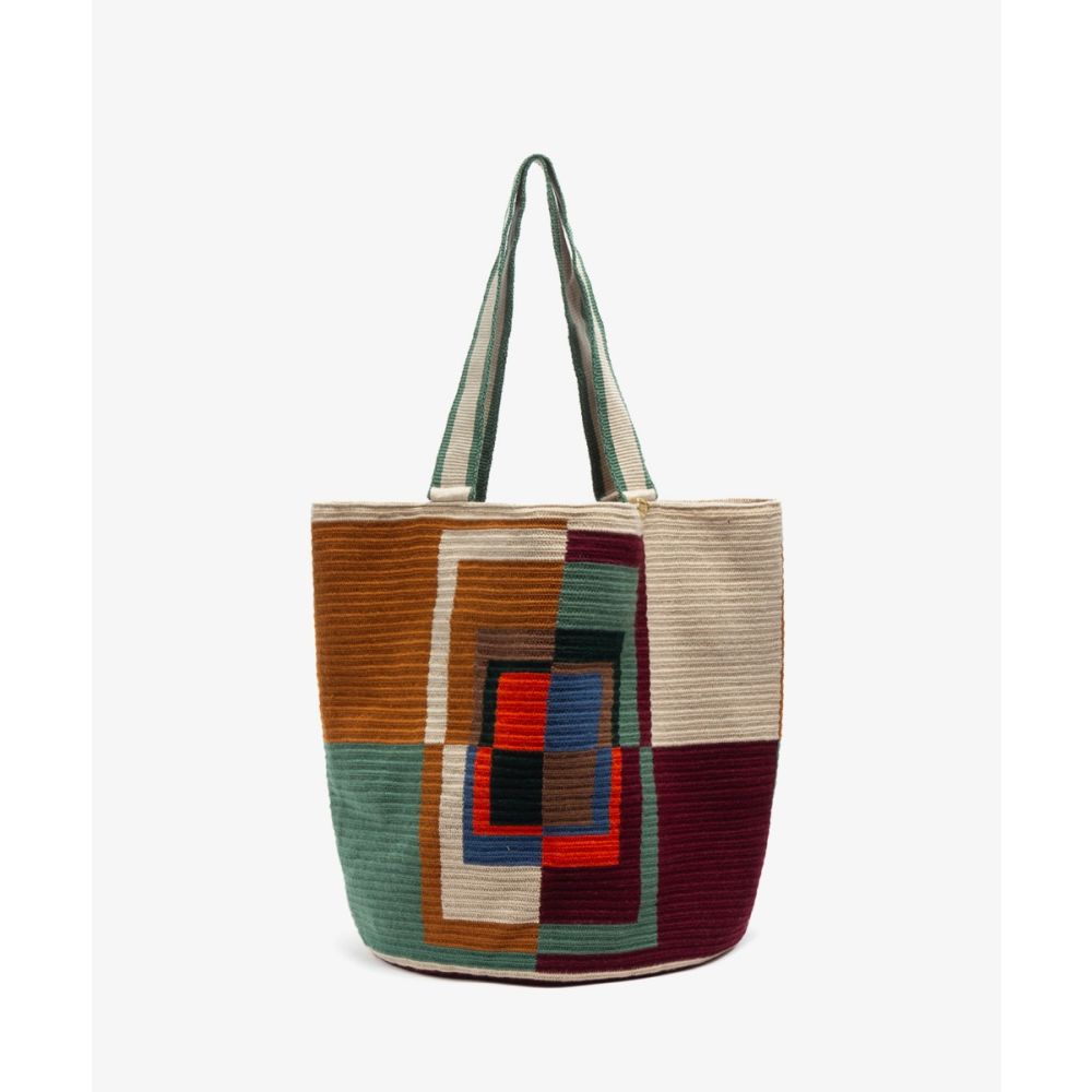 Tote Bag - OSTRICH - BEIGE & GARNET