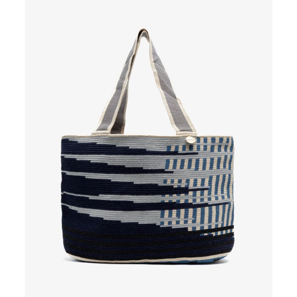 Shopping Bag L - NAVY BLUE & LIGHT BLUE