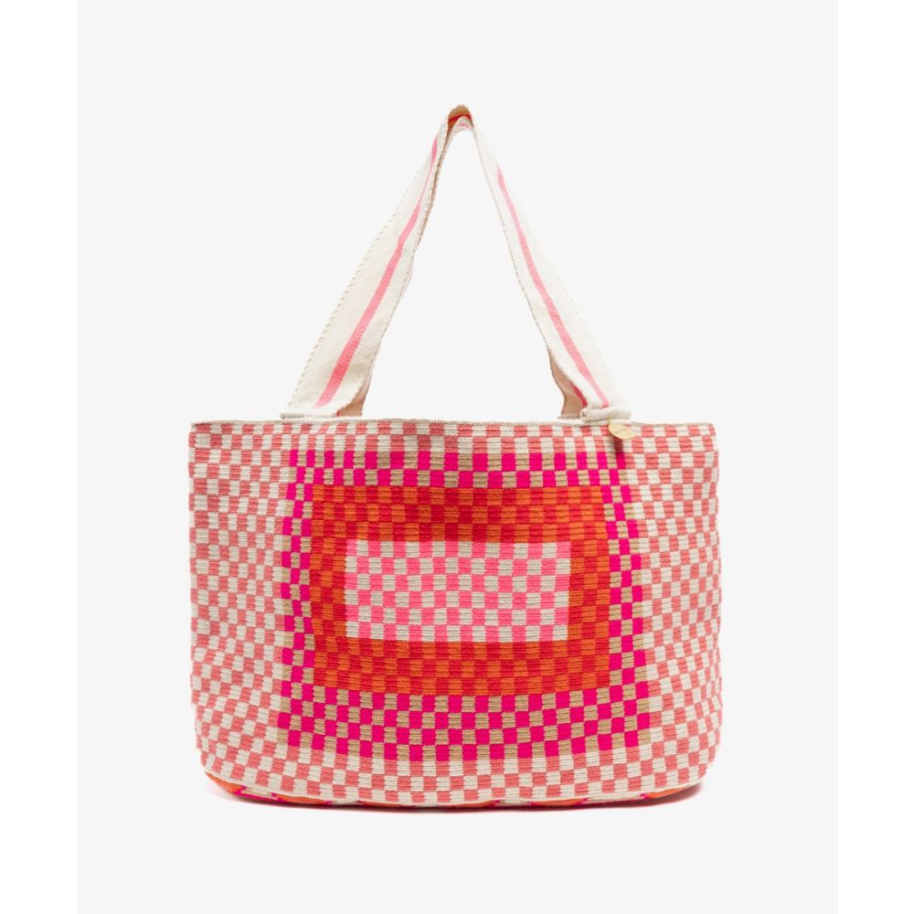 Shopping Bag L - PELICAN - RED & PINK