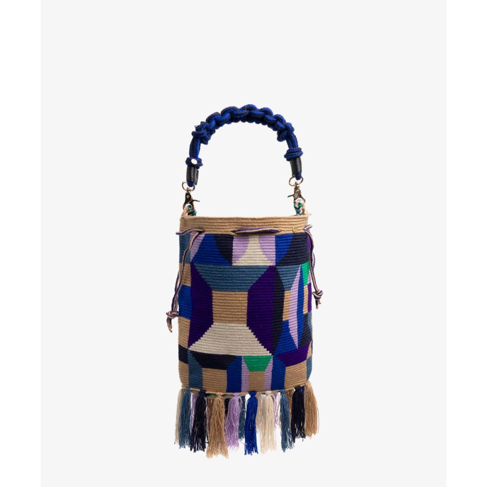 Zoe bag w/ Macrame Handle - BARRACUDA - ROYAL BLUE & LIGHT PURPLE