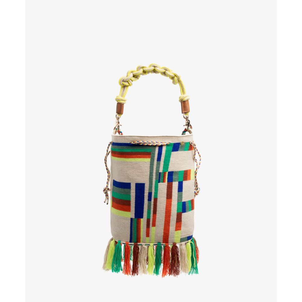 Bolso Zoe con Asa de Macramé - CAPRICORNUS - BEIGE & VERDE