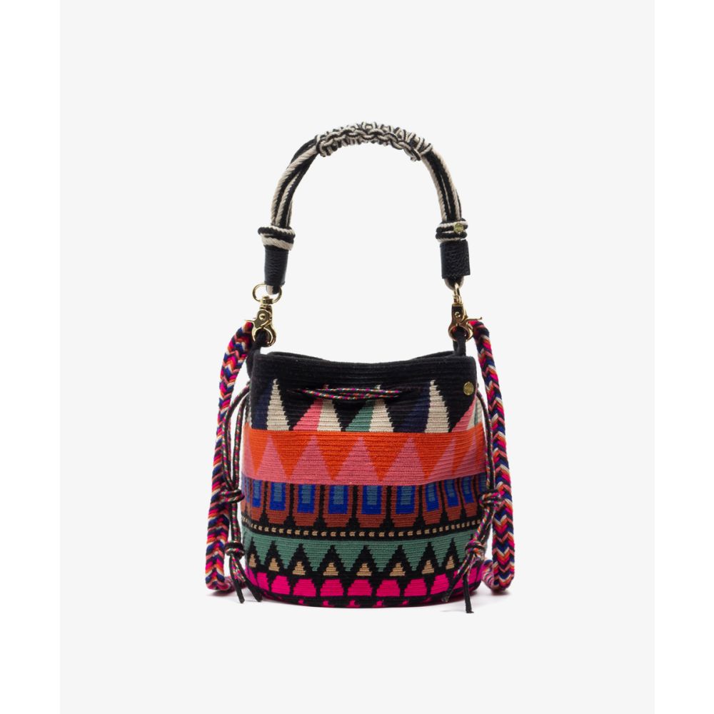MITRA bag W/ MACRAME STRAP - YAKARTA - EMERALD GREEN & FUCHSIA 