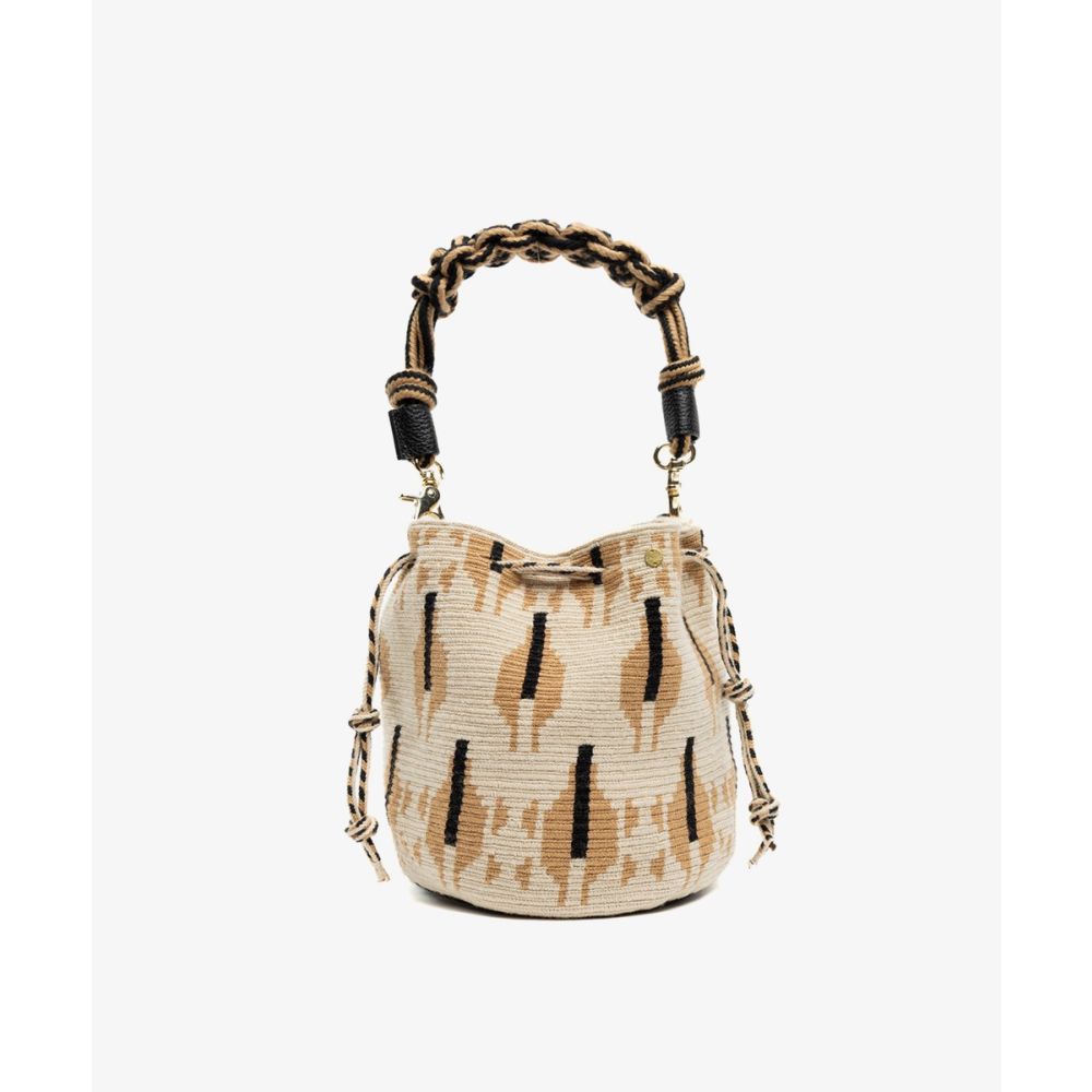 MITRA bag W/ MACRAME STRAP - MARIGOLD - CAMEL & BEIGE