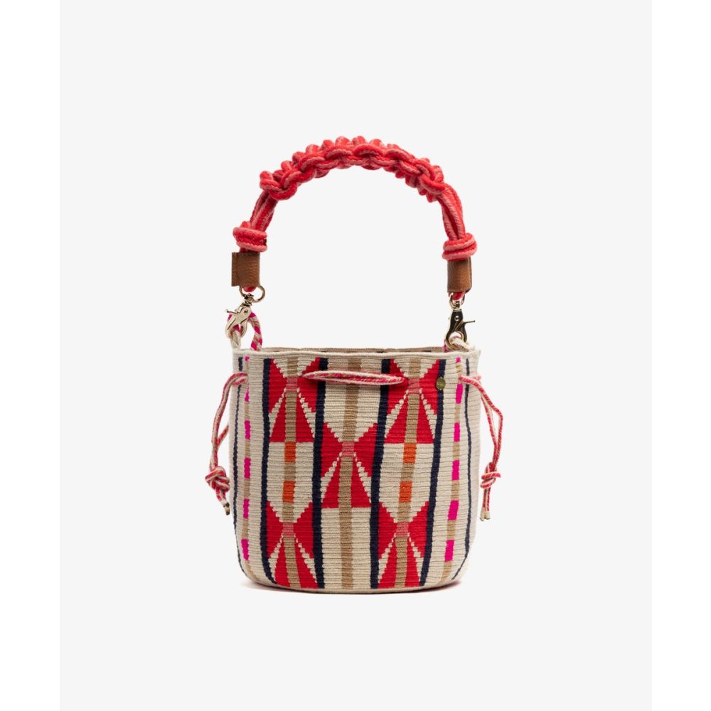 MITRA bag W/ MACRAME STRAP -CIRCINUS - BEIGE & RED