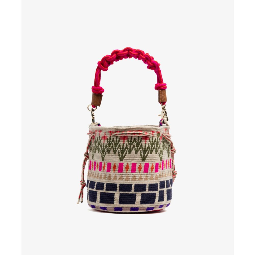 MITRA bag W/ MACRAME STRAP - DRAGON - BEIGE & MULTICOLOR