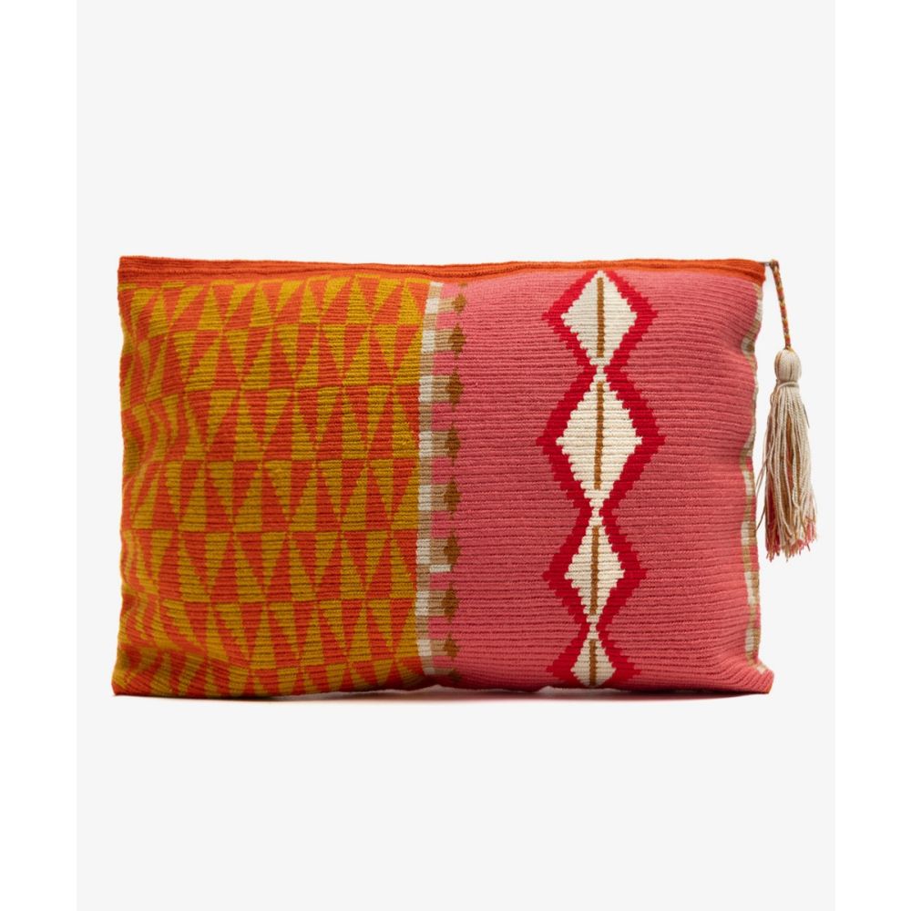 BOLSO DE MANO L - FINCH - CORAL Y MOSTAZA
