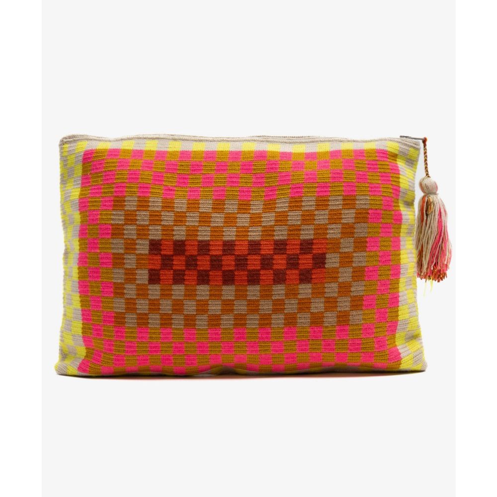BOLSO DE MANO L - PELICAN - AMARILLO Y ROSA NEON