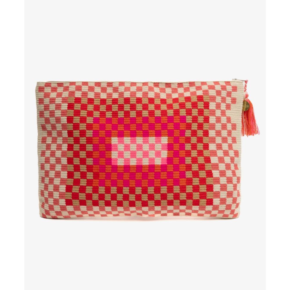 Large Clutch Bag - PELICAN - RED & PINK