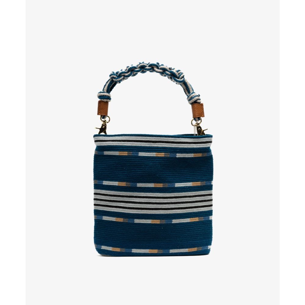 BAG WITH LEATHER - AZUL