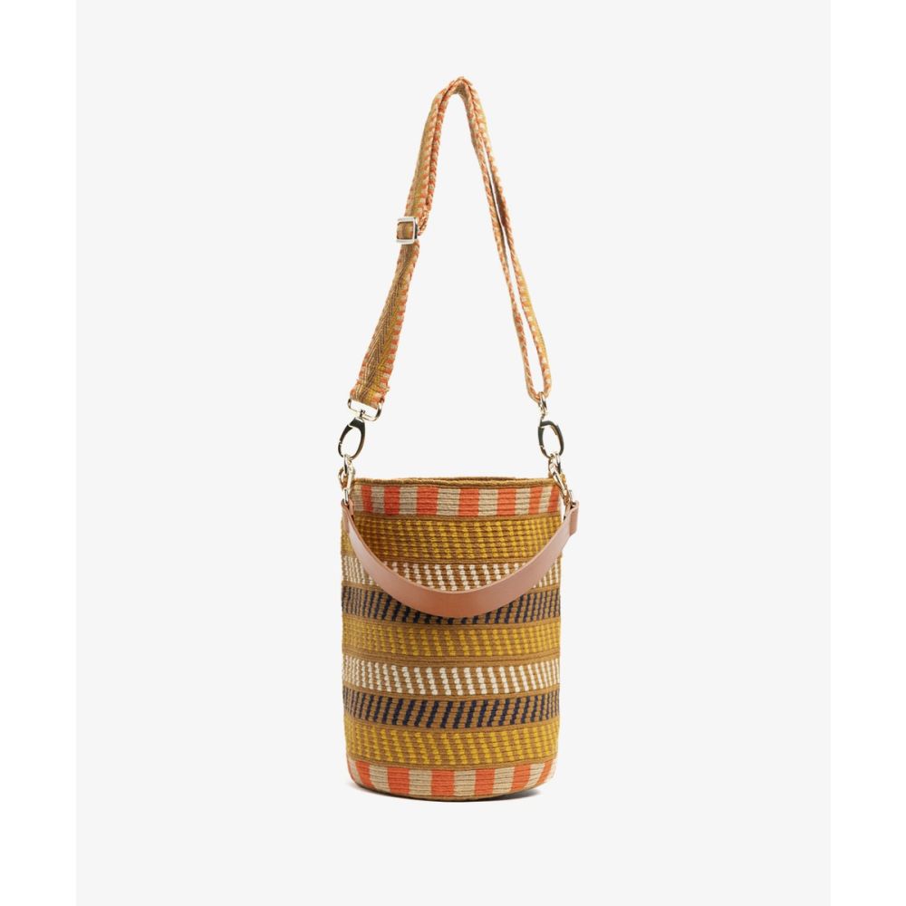 CRETA BAG WITH LEATHER AND ADJUSTABLE STRAP- MUSTARD