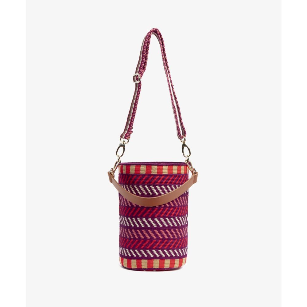 BOLSO CRETA CON ASA DE CUERO - ROJO Y BURDEOS