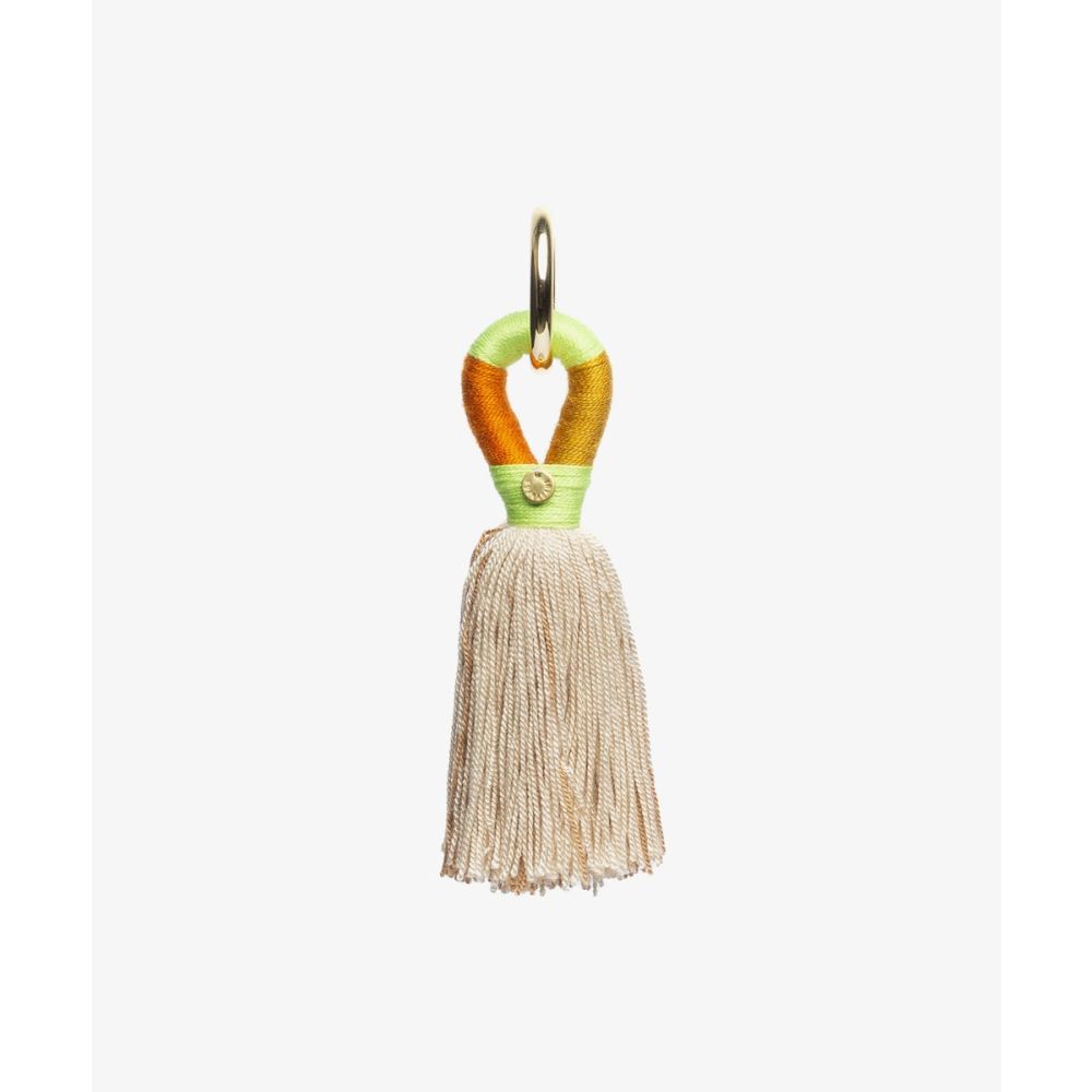 LLAVERO DE POMPON - BEIGE & VERDE LIMA