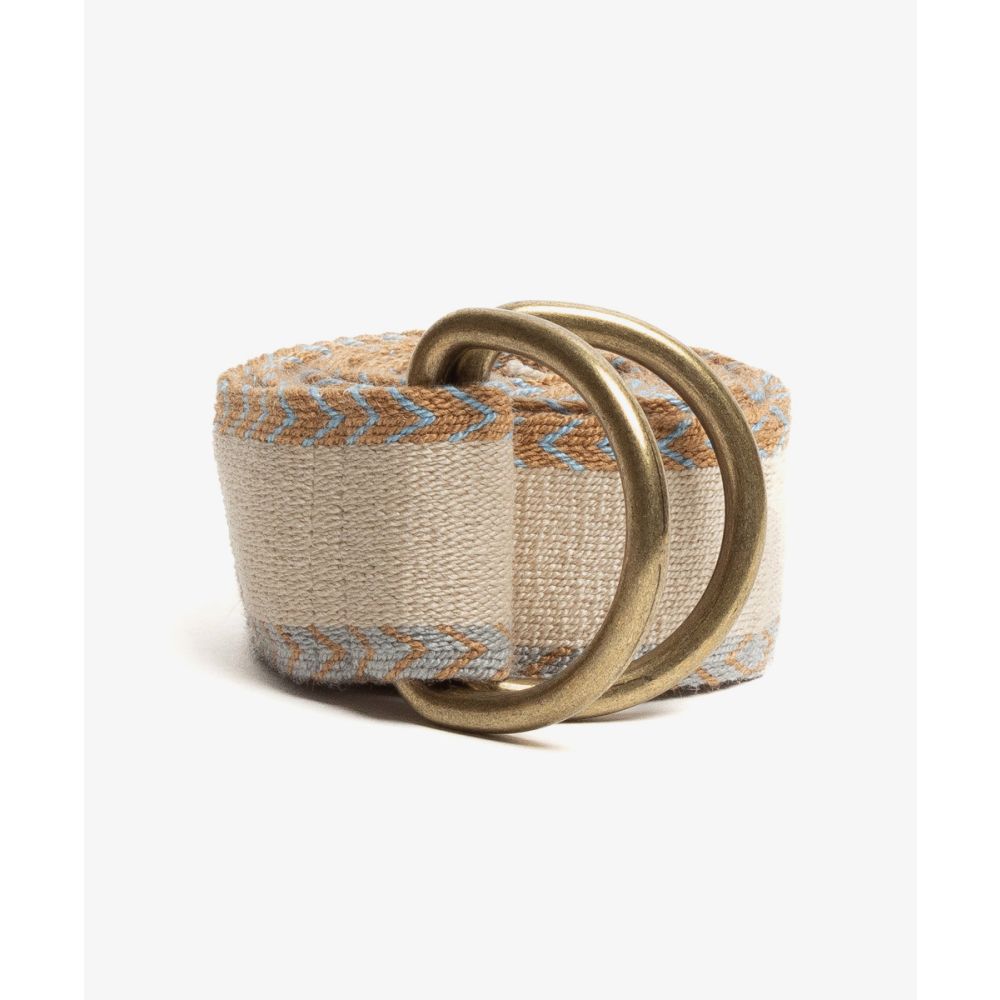 Buckle belt- BEIGE & LIGHT BLUE