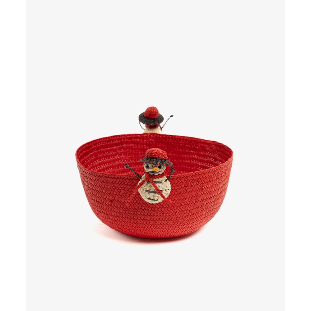 Bowl M - RED + SNOWMAN