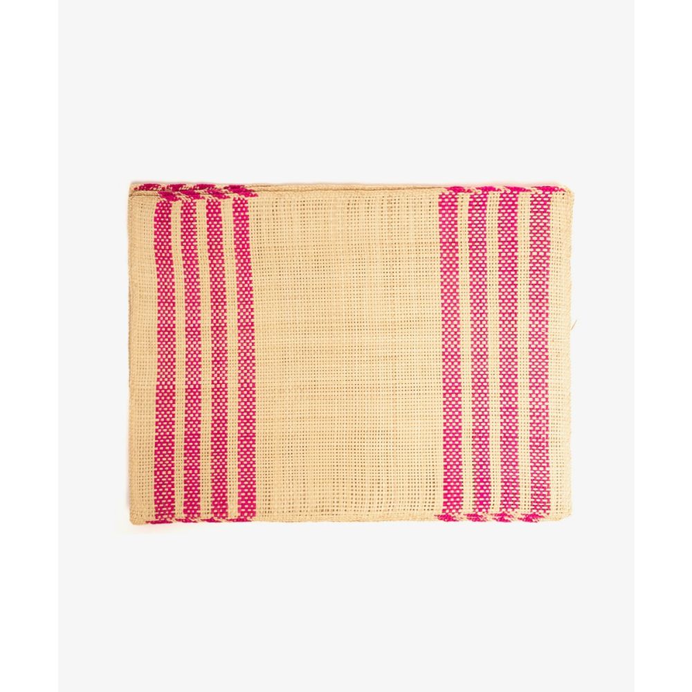 Straw placemat- SET OF 6- PINK & BEIGE