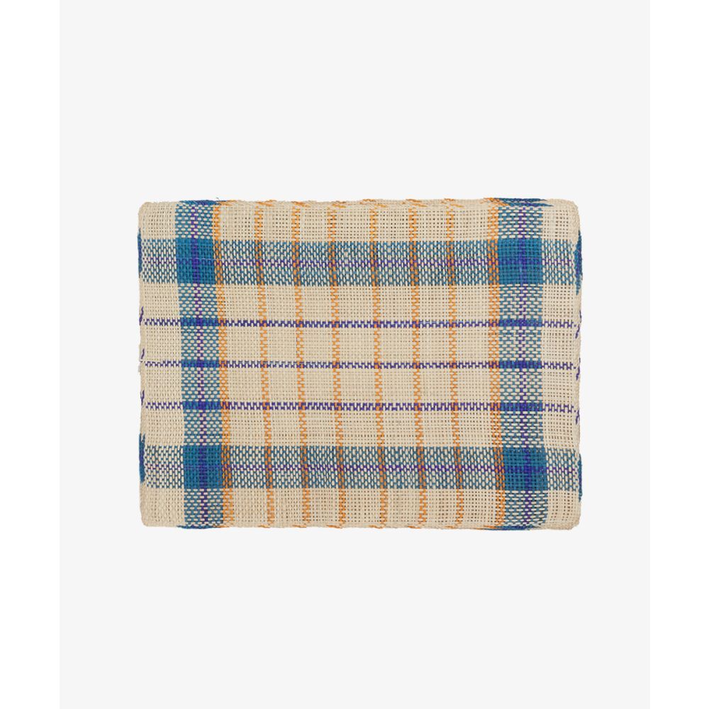 Straw placemat - SET OF 6 - BLUE, YELLOW & BEIGE