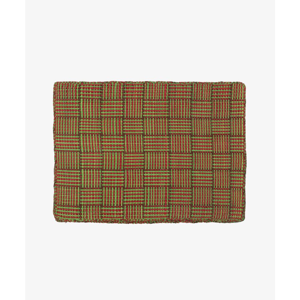 Straw placemat - SET OF 6- GREEN & RED