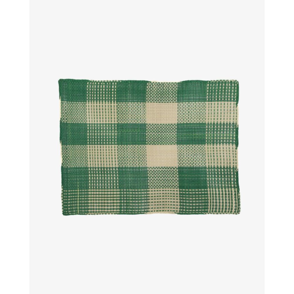 Rectangular placemat - 1 UNIT - BEIGE & DARK GREEN
