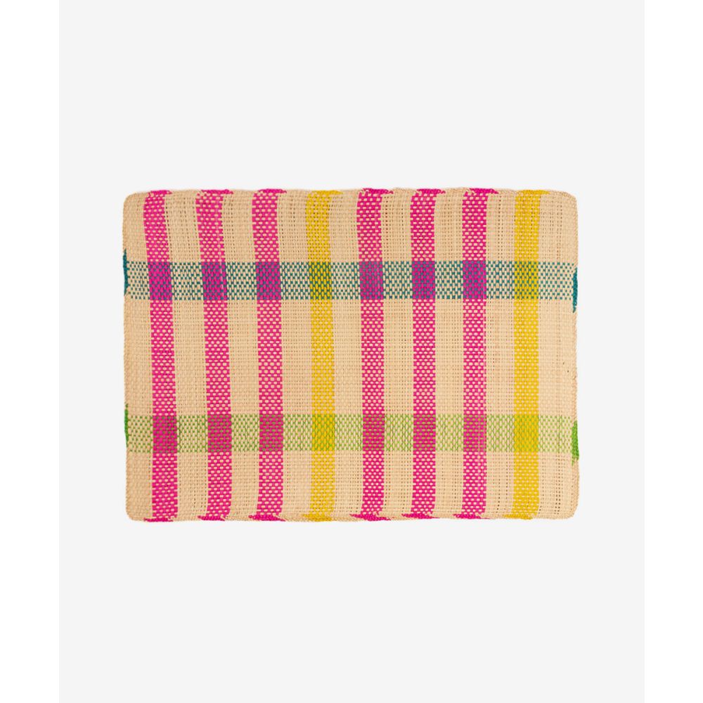 Straw placemat- SET OF 6 - FUCHSIA & YELLOW