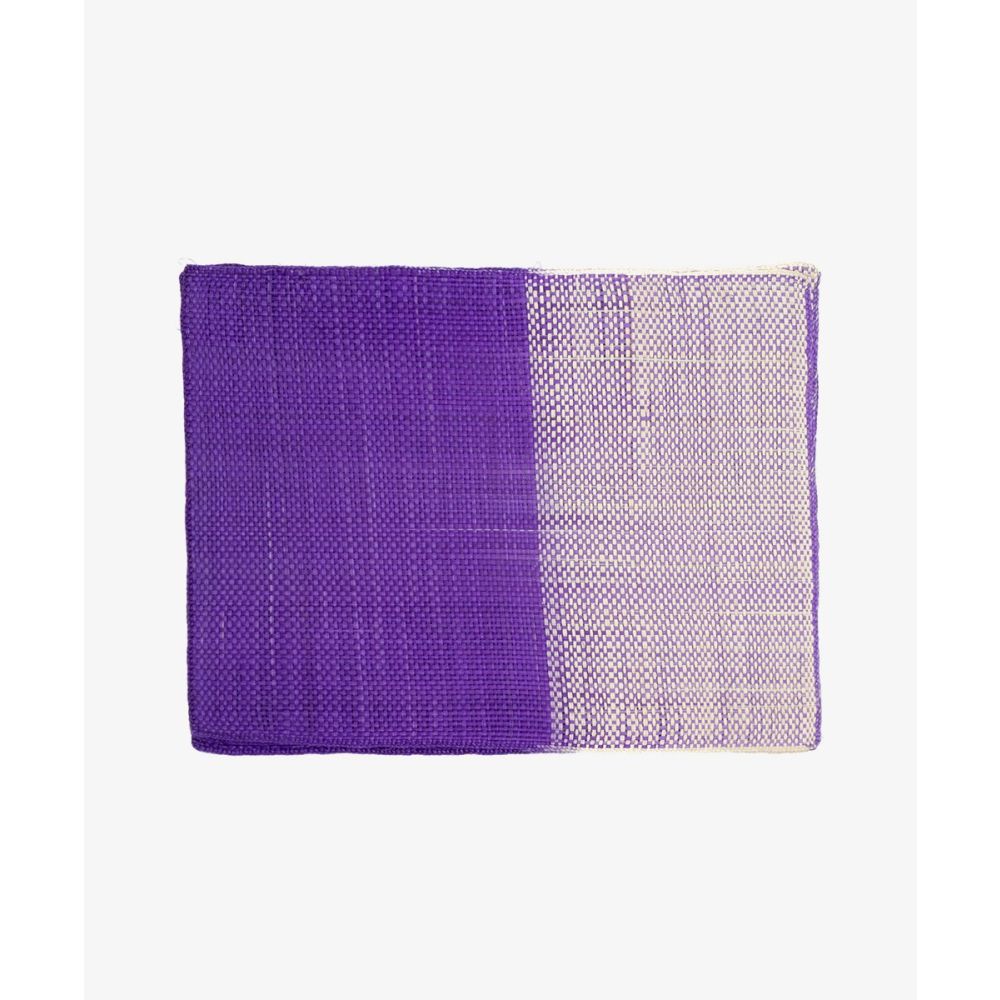 INDIVIDUAL RECTANGULAR IRACA- SET 6 - MORADO Y BEIGE