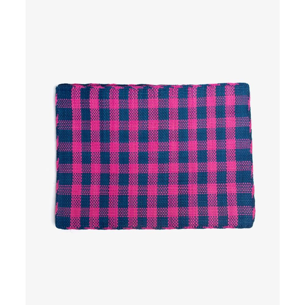 Straw placemat- SET OF 6 - BLUE & FUCHSIA