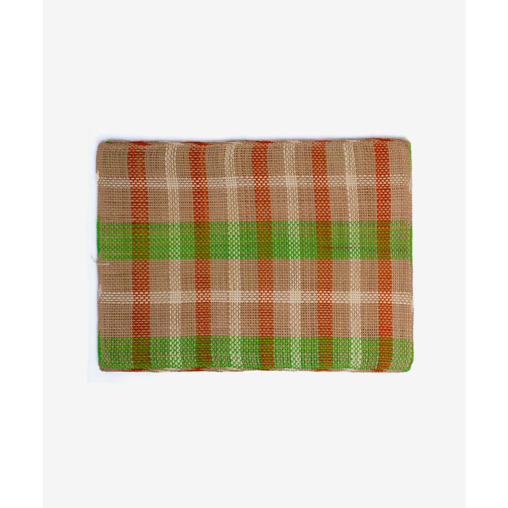 Straw placemat- SET OF 6- GREEN, ORANGE & WHITE