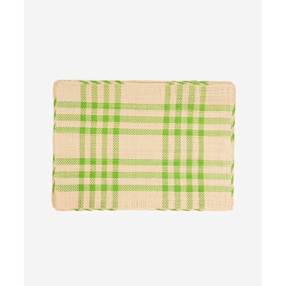 Straw placemat 38 cm * 29 cm- set/6 - Lime green&beig