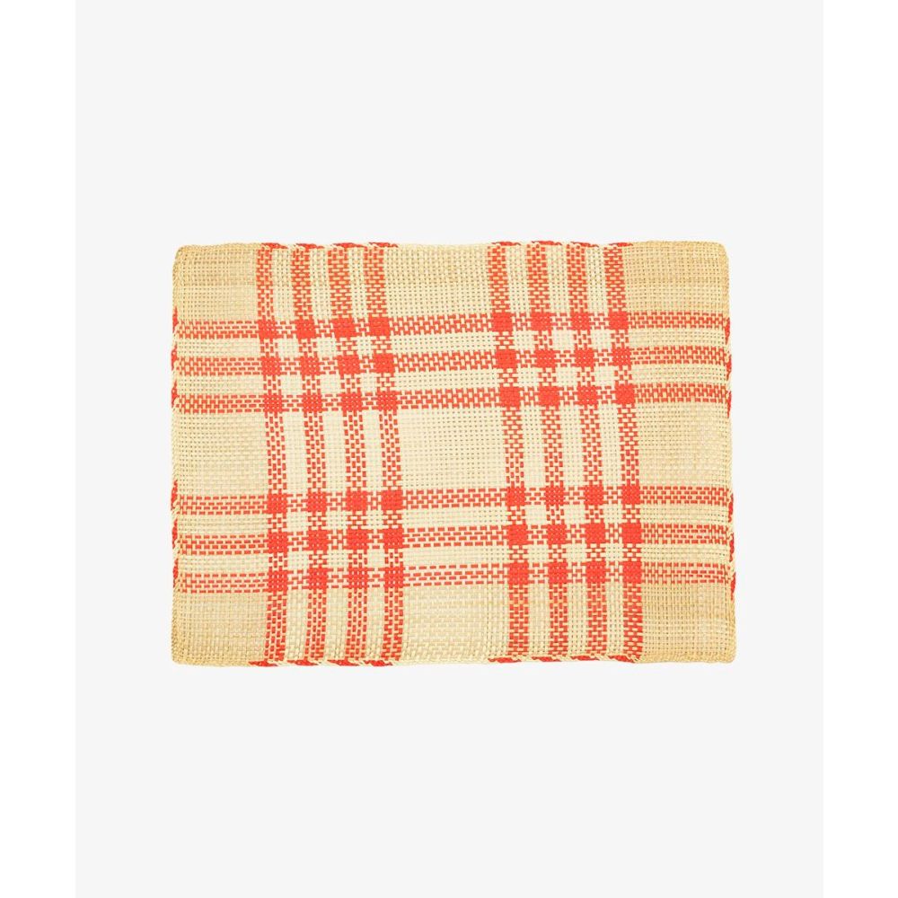 Straw placemat- SET OF 6 - ORANGE & BEIGE