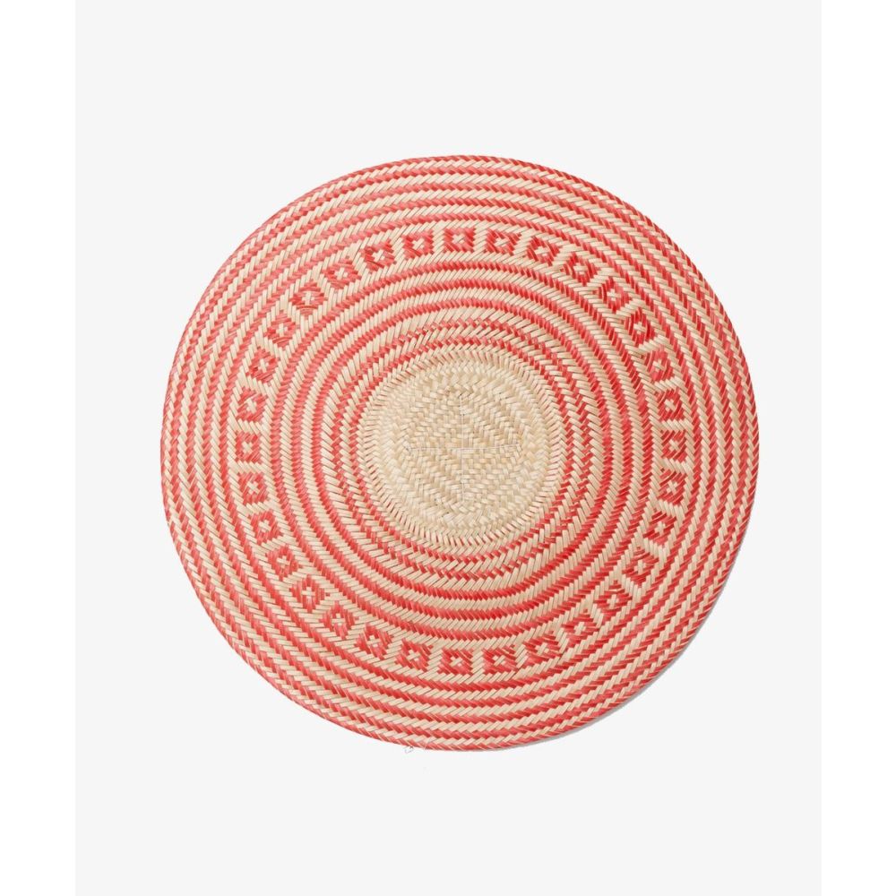 INDIVIDUAL REDONDO MAWISA - 1 UNIDAD - ROJO Y BEIGE