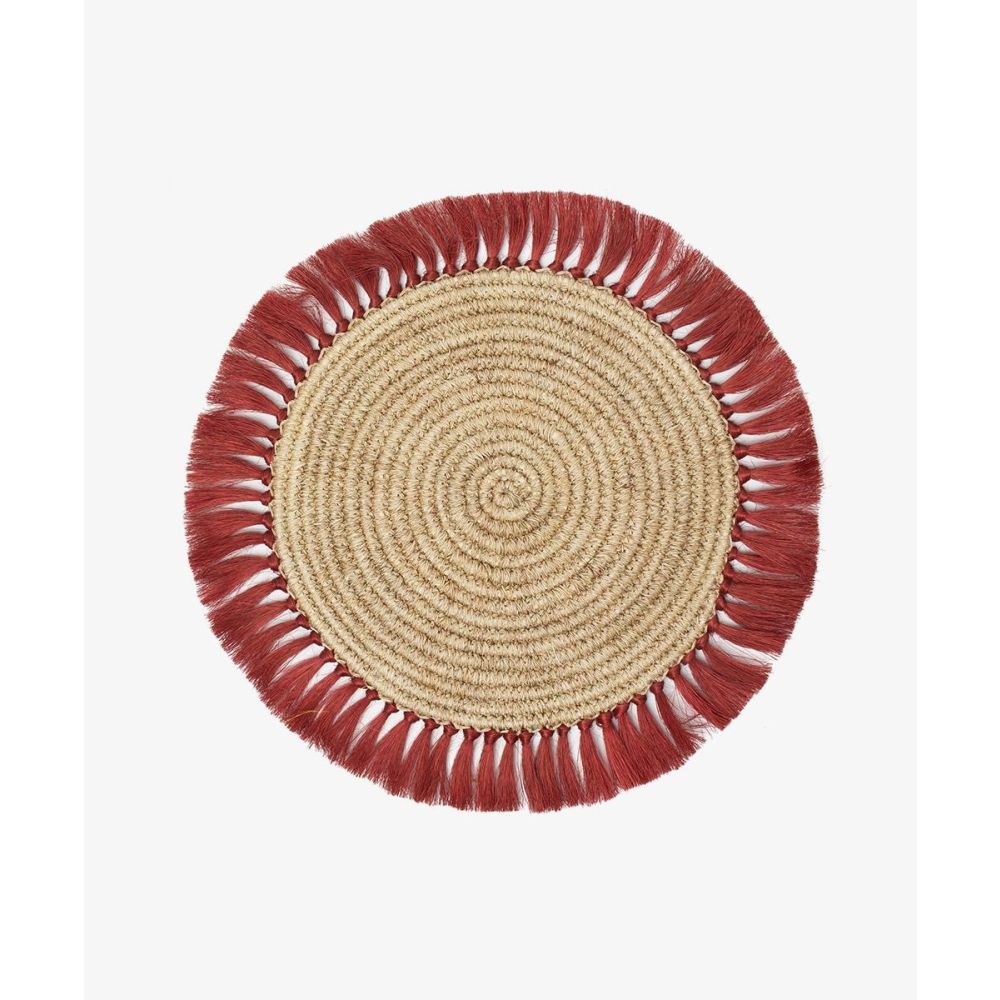 FIQUE PLACEMAT TOAST WITH FRINGES - BURGUNDY