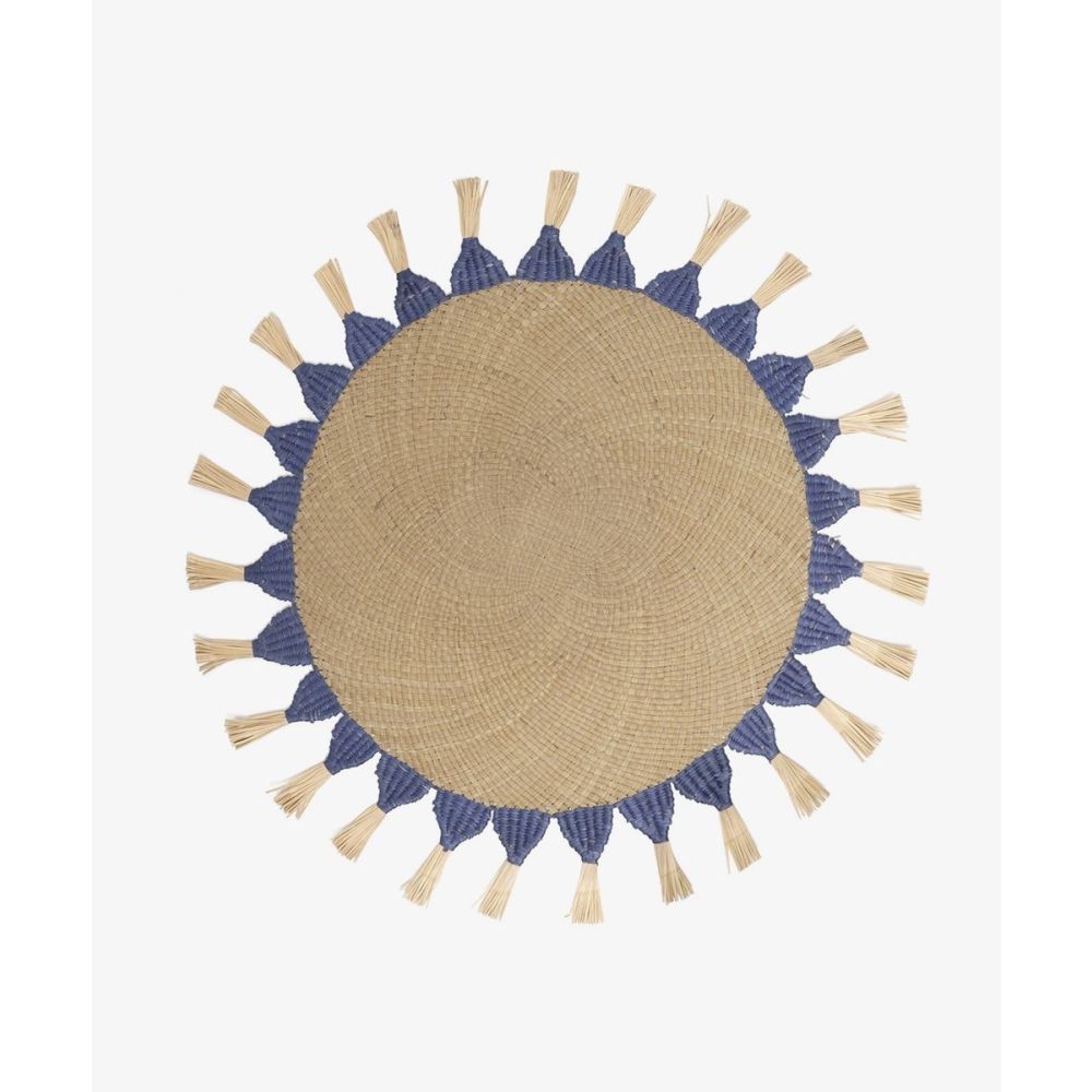 CELINE CENTERPIECE ROUND/ PLACEMAT - TOAST & PETROL BLUE
