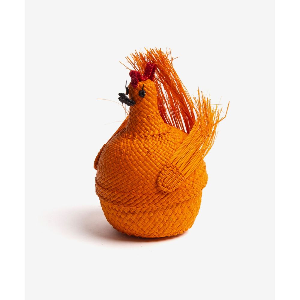CHICKEN SHAPE EGG HOLDER IRACA BASKET - ORANGE