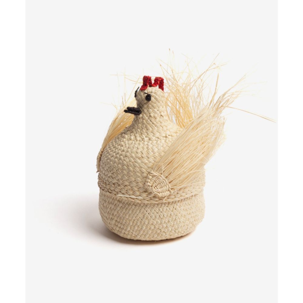 CHICKEN SHAPE EGG HOLDER IRACA BASKET - WHITE