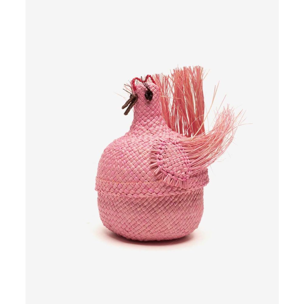 CHICKEN SHAPE EGG HOLDER IRACA BASKET - LIGHT PINK