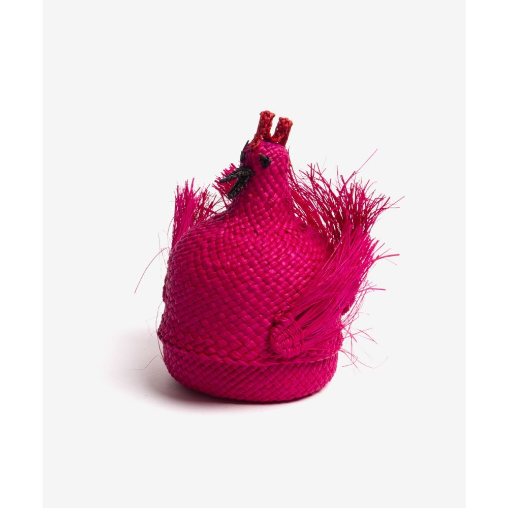 CHICKEN SHAPE EGG HOLDER IRACA BASKET-Fucshia