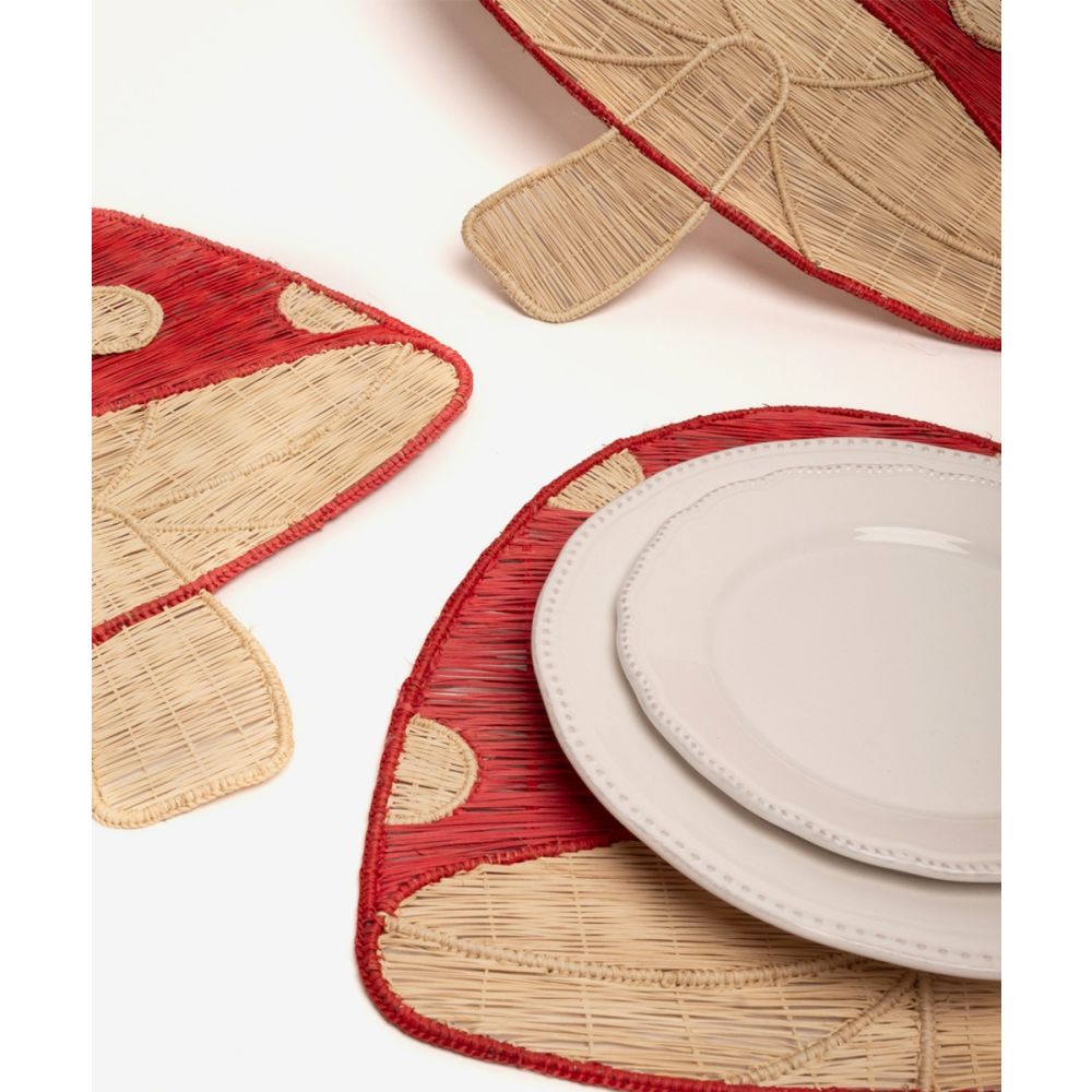 Placemat MUSHROOM Shape - Red & Beige