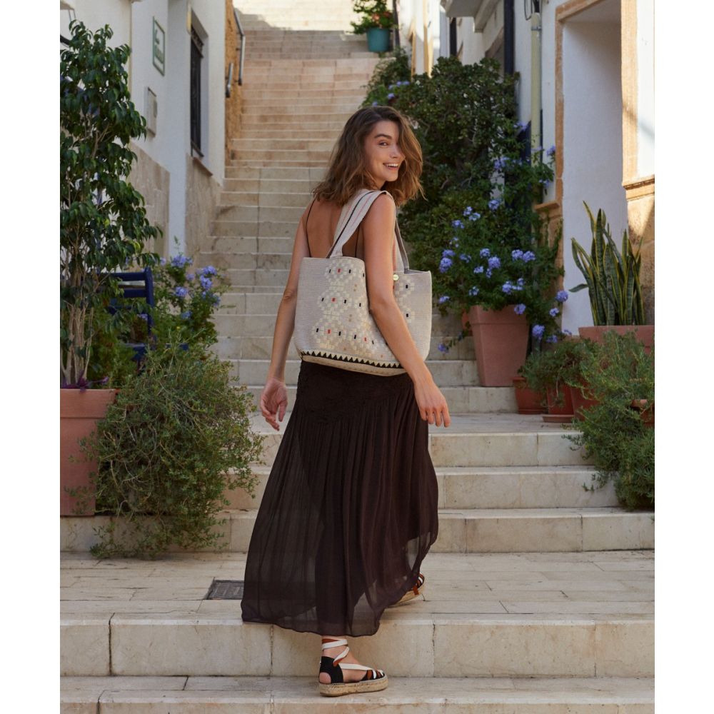 Shopping Bag L - CAELUM - GREY & BEIGE