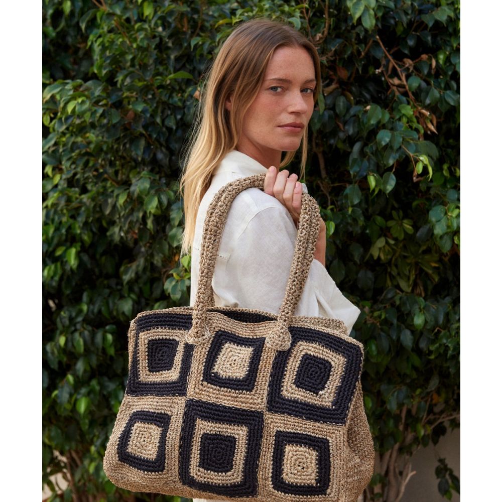 FIQUE BAG RECTANGULAR - BLACK AND BEIGE