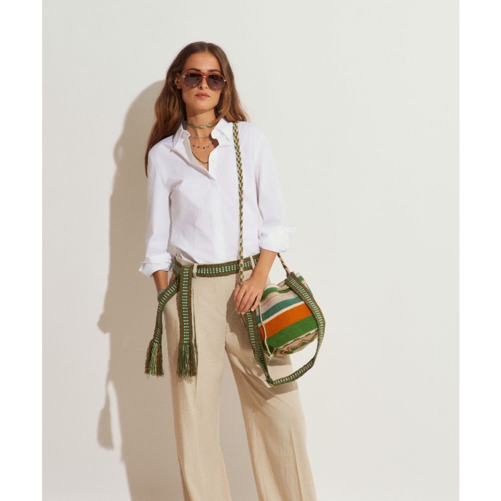 BOLSO MITRA CON ASA AJUSTABLE- AMARANTH - VERDE Y GRIS