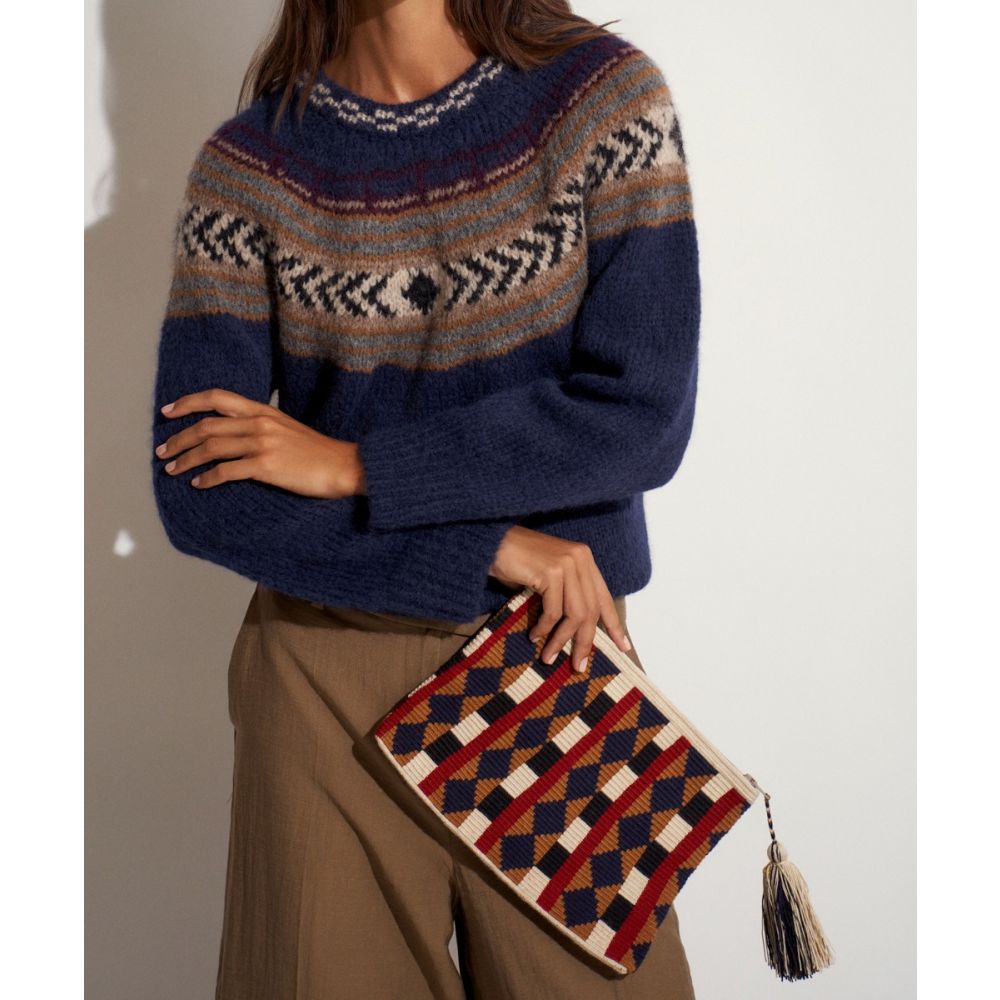 JERSEY ESTHER DE ALPACA FAIR ISLE - AZUL MARINO
