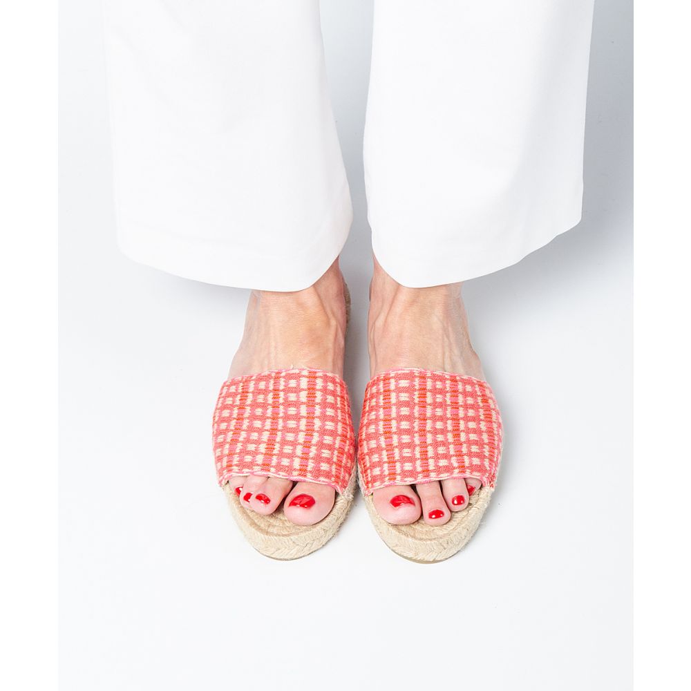 MULE ESPADRILLE - PETALUA - NEON PINK & BEIGE