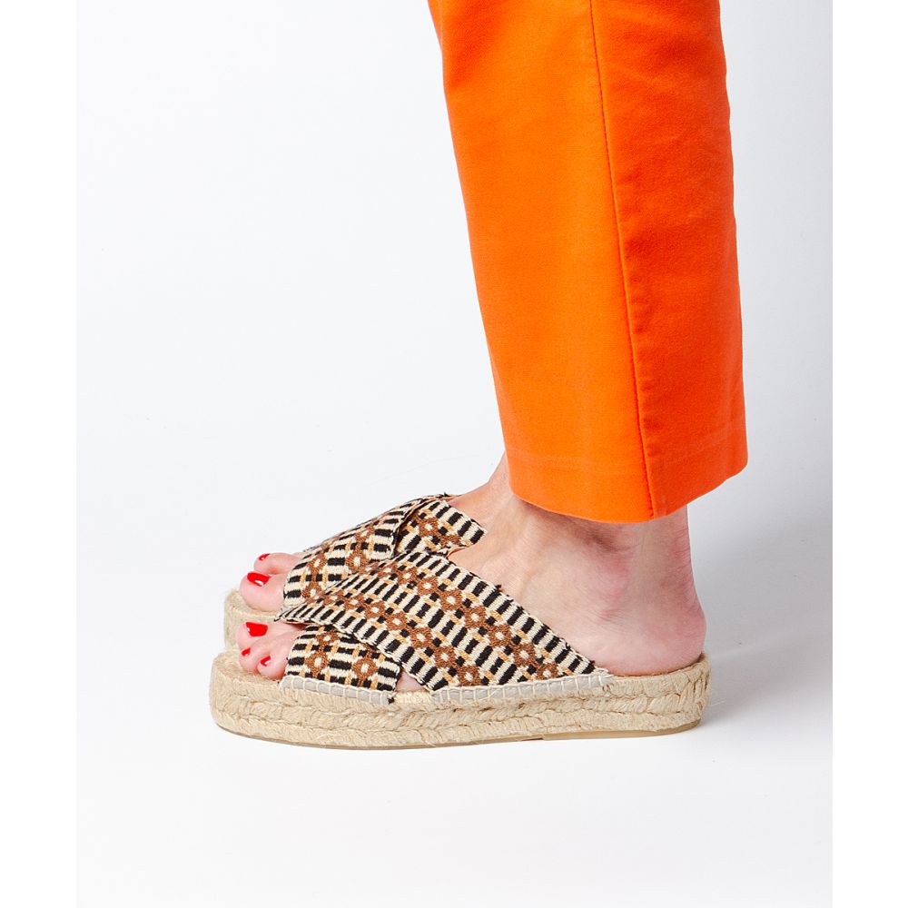 ESPADRILLE CROSSED WIDE BAND- ROYAL BLUE & BURGUNDY