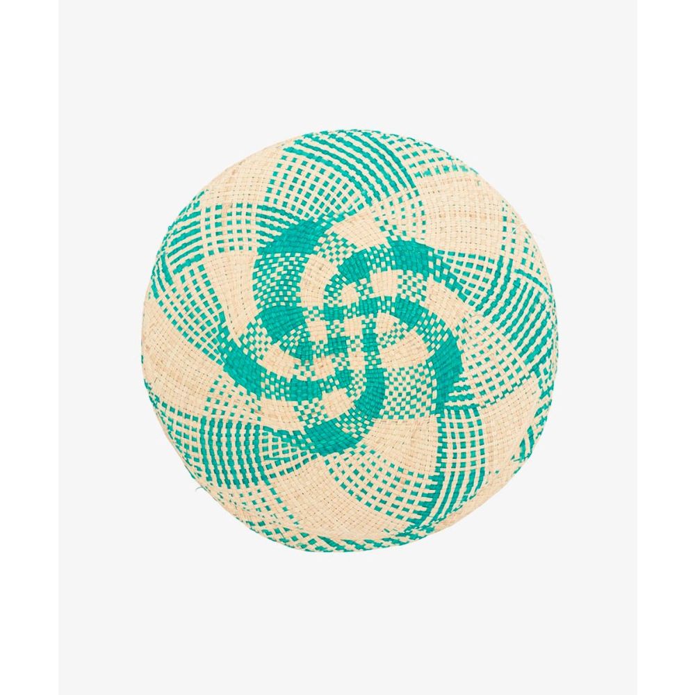 Round placemat - 1 UNIT - TURQUOISE & BEIGE