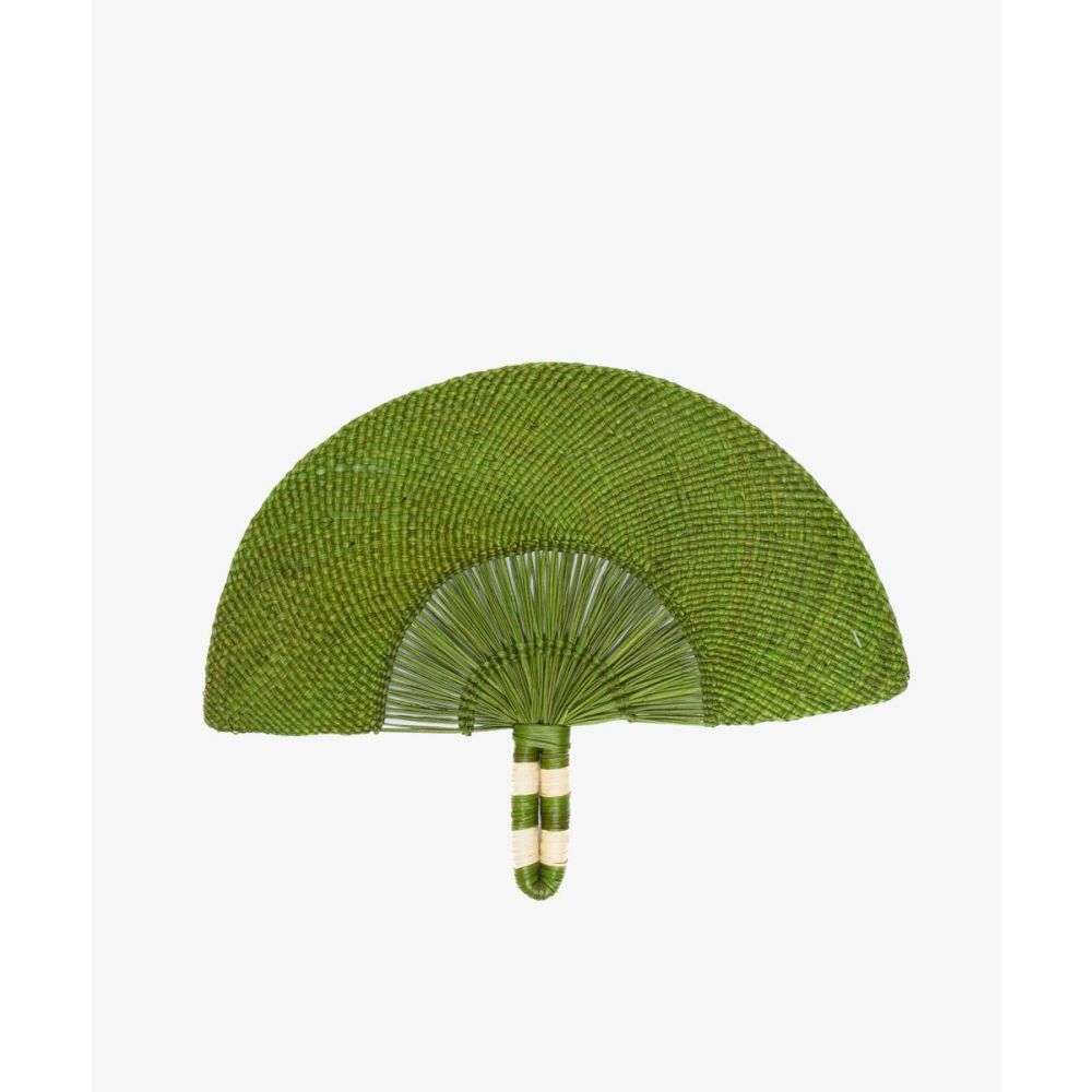 Abanico de mano - VERDE & BEIGE