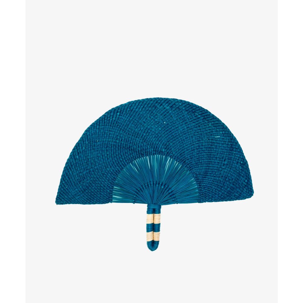 Handwoven fan - BLUE & BEIGE